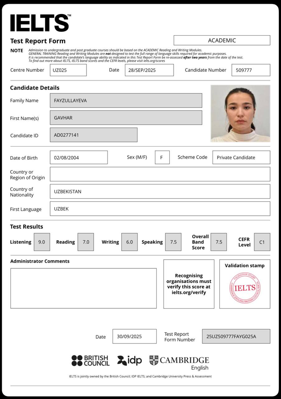 IELTS Certificate
