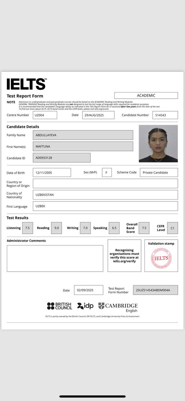 IELTS Certificate