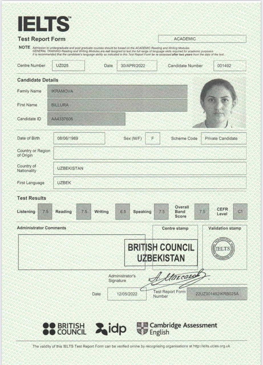 IELTS Certificate