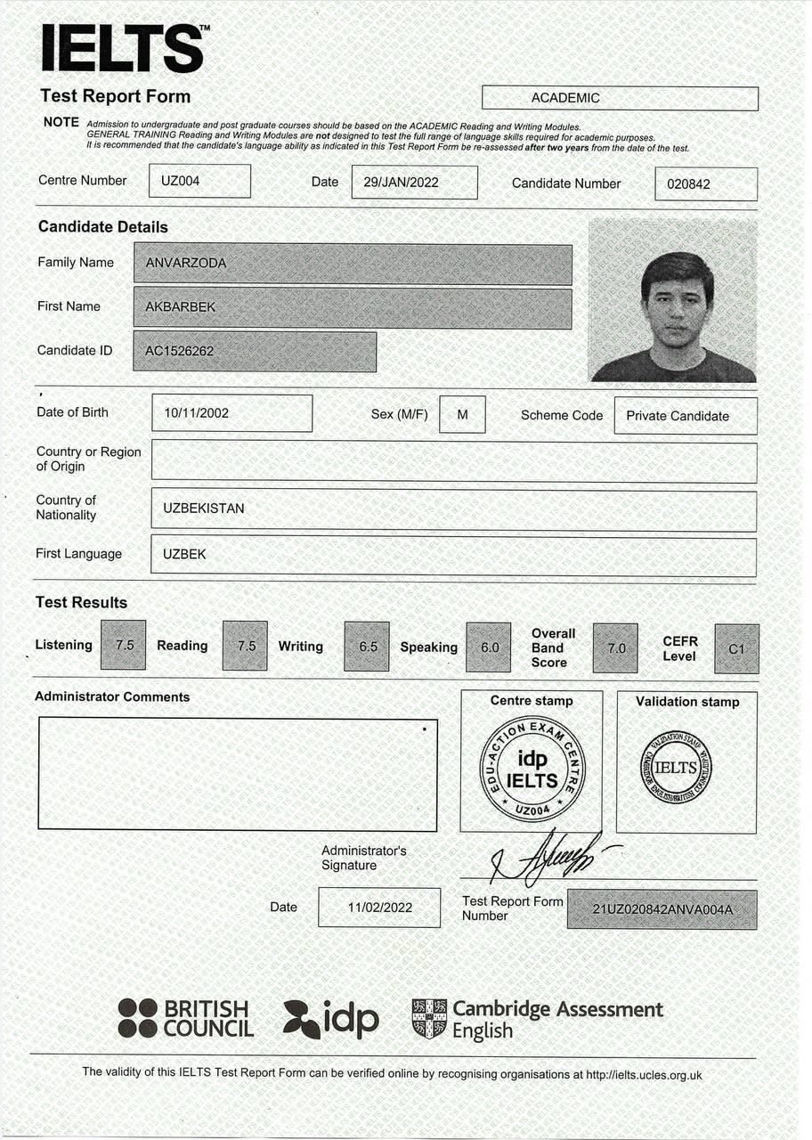 IELTS Certificate