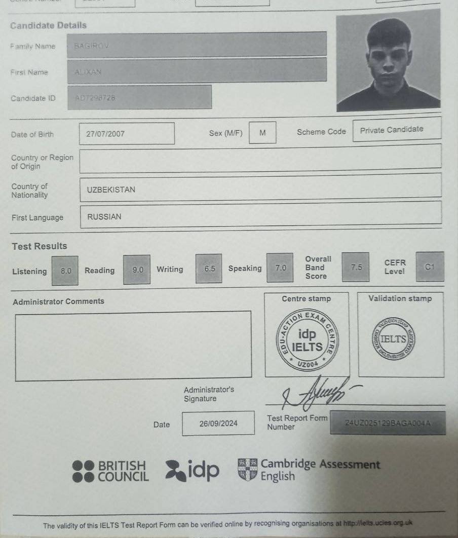 IELTS Certificate