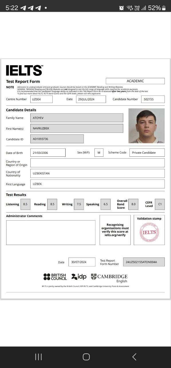 IELTS Certificate