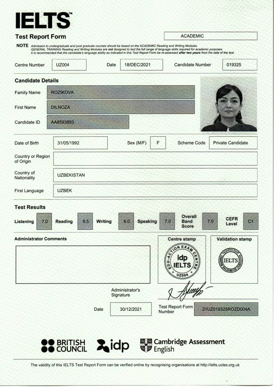 IELTS Certificate