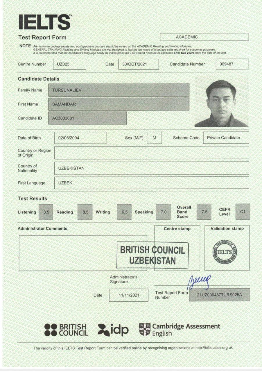 IELTS Certificate